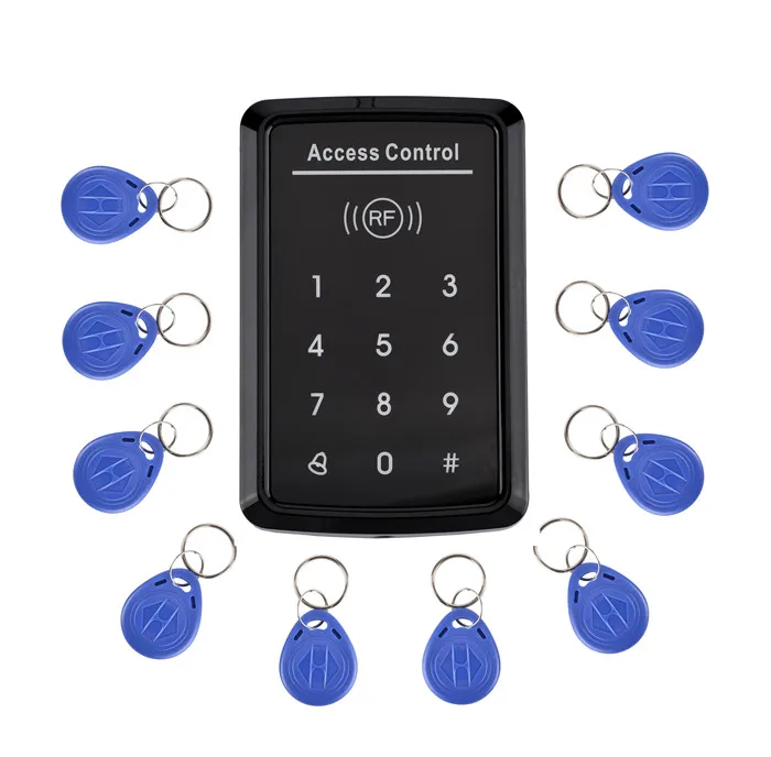 

10 Pcs RFID Card Free +125KHz One-door Access Controller RFID Touch Panel Back Light Support 1000 User
