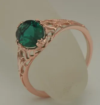 

Free shipping exclusive starting hollow out rose gold women's wedding Natural emerald 925 sterling silver rings