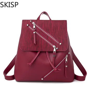 

Fashion Backpack Women Top Quality Youth Leather Backpacks for Teenage Girls Female School Shoulder Bag Bagpack mochila Red Pink