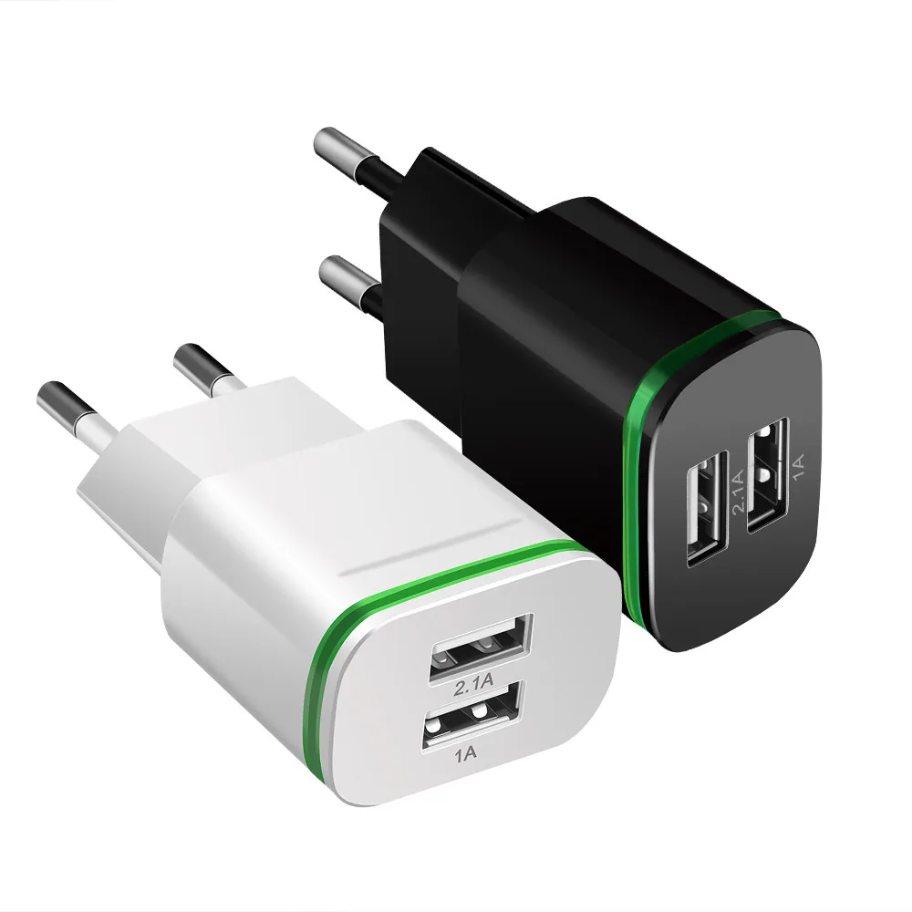 2 порта ЕС штекер светодио дный свет USB зарядное устройство кабель 5 В в 2A