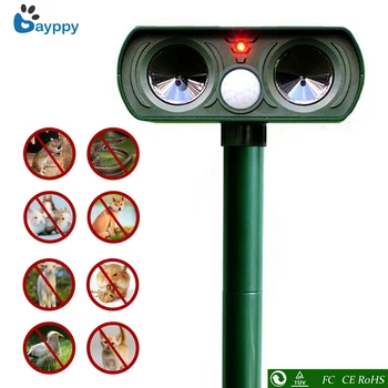 

Ultrasonic Animal Repeller Pet Dog Cat Teacher Solar Powered Pest Repeller Waterproof Outdoor Repellent with Motion PIR Sensor