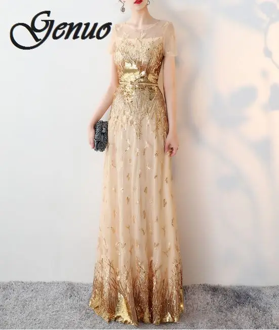 

2019 Prom Off Shoulder Sequin Party Dress Floor Length Vestido Long Sleeve Bodycon Dress Back Zipper Full Lining Nude Maxi Dress