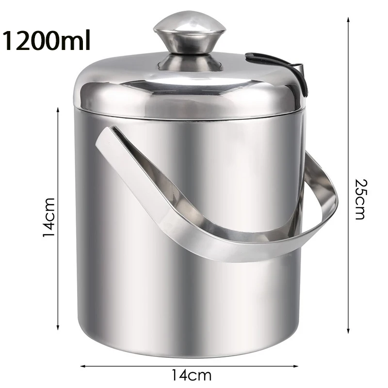 Free Shipping 1.2L Stainless Steel Handle Ice Cube Bucket Chrome Finish