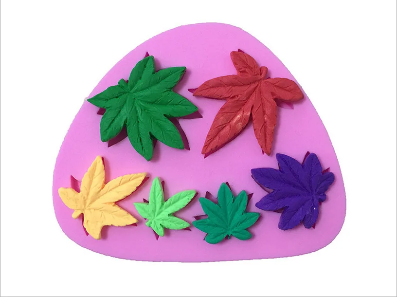 6 Maple Leaf Shape Cake Fondant Molds for Mold Impression Mat Baking Pastry Tools Dessert Decoration 1947 | Дом и сад