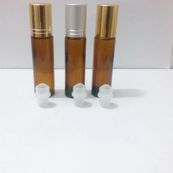 

Free shipping 20 x 10ml Roll on perfume bottle, 10 ml amber essential oil roll on bottle small glass roller container