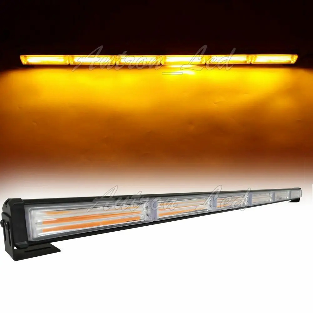 

35" LED COB Flash Traffic Adviser Emergency Warning Amber Strobe Lightbar Yellow