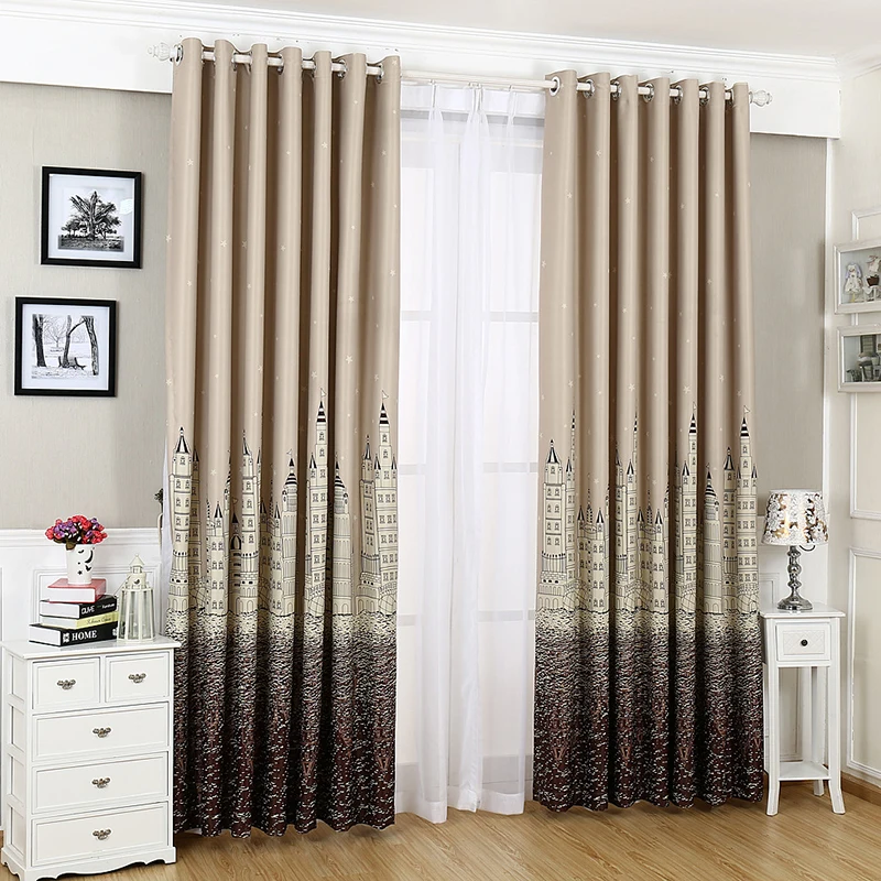 

Luxury modern shade Balcony Castle City blackout curtains for living room the bedroom windows treatments rideaux