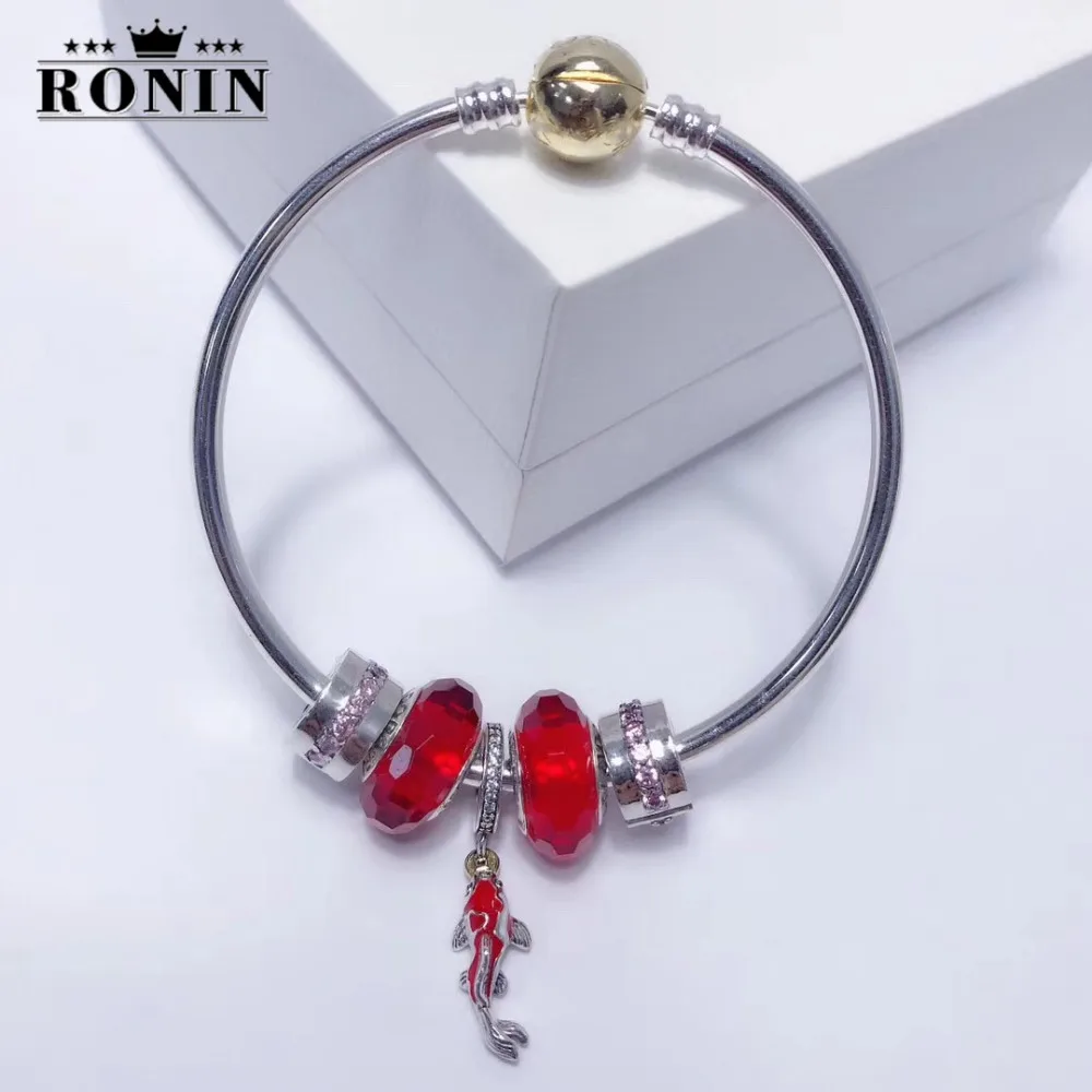 

RONIN 2019 New Style Sterling Silver Original Copy High Quality 1:1 Lucky Koi Bracele With Logo Free Mail