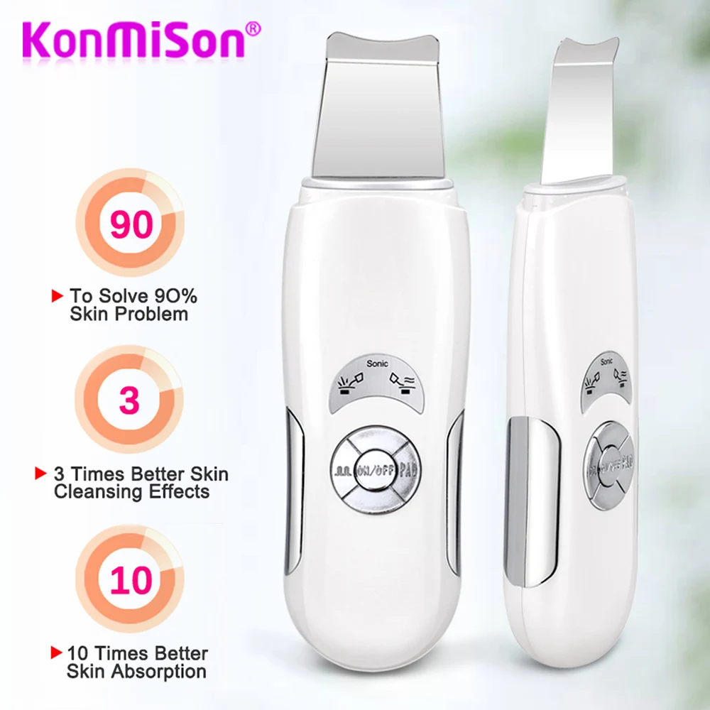

Konmison Ultrasonic Skin Scrubber Face Cleaner Ultrasonic Face Skin Peeling Massager Facial Scrubber Pore Cleaner Beauty Device