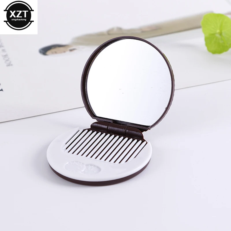

1pcs Mini Pocket Makeup Chocolate Cookie Biscuits Compact Mirror With Comb Cute Foldable newest