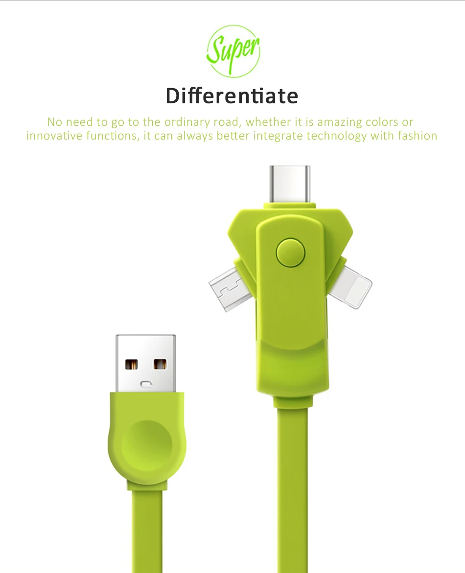 TPE 3 in 1 Micro USB Charger Cable Type C Lighting Charge Cables For iPhone X 7 8 Plus For Xiaomi Samsung Charging Cord 1M (5)