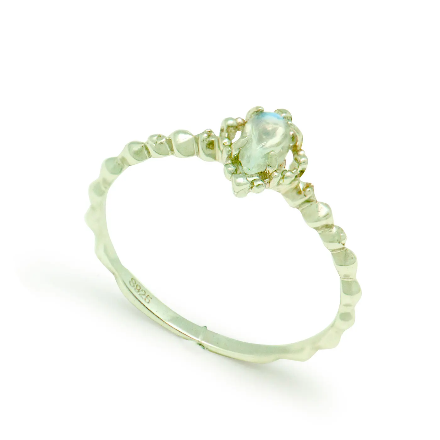 

Natural Blue Moonstone Elegant Prom Love 925 Sterling Silver Ring