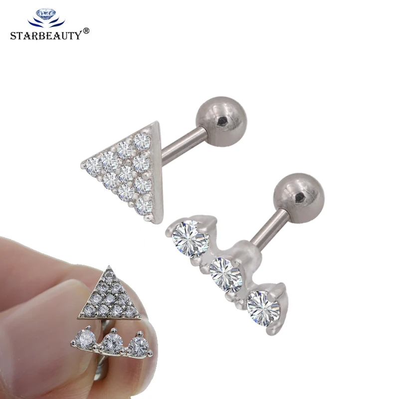

1Pc New Fashion 3A Crystal Cartilage Earrings 16G Surgical Steel Ear Helix Cartilage Piercing Rings For Women Men Body Jewelry