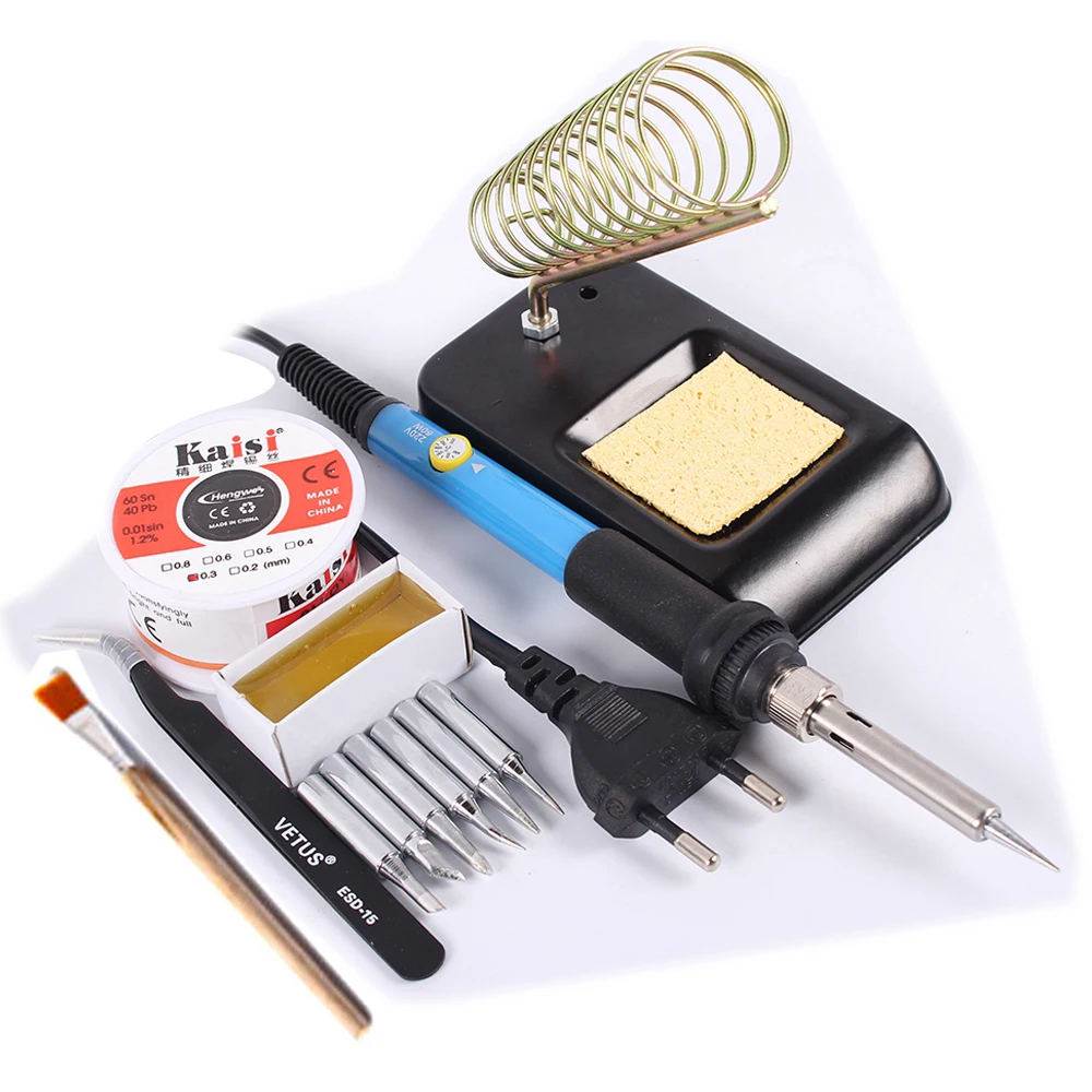 Adjust Temperature Electric Soldering Iron 220V 60W Solder Station With Tip Iron Stand Solder