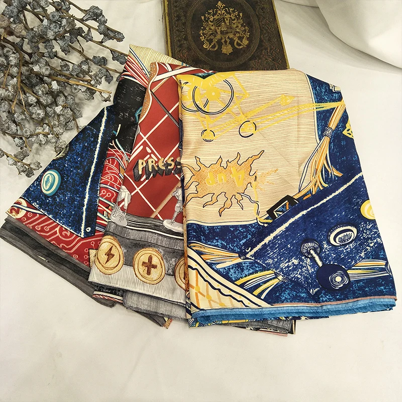 Fashion Shawl Scarves For Women Print Twill Silk Hijab Scarf Female 130*130cm Luxury Brand Wraps Square Shawls Scarfs For Ladies