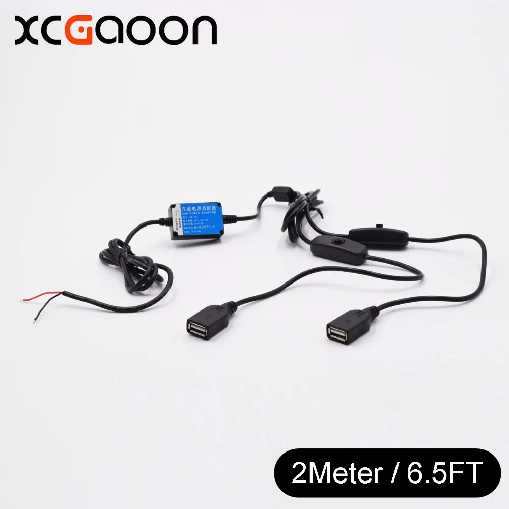 

XCGaoon Car DC-DC Converter Module With 2 USB Port Cable + Switch 12V-40V to USB 5V 3A USB Car Charger for Car Camera Mobile