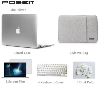 

For Apple Macbook Pro Retina Air touch bar 11 12 13 15 inch Laptop Hard Case+Sleeve Bag+Keyboard Cover+Screen flim+Dust plug
