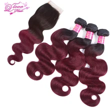 Queen Love font b Hair b font Pre Coloed Malaysia Body Wave Omber 1B 99J font