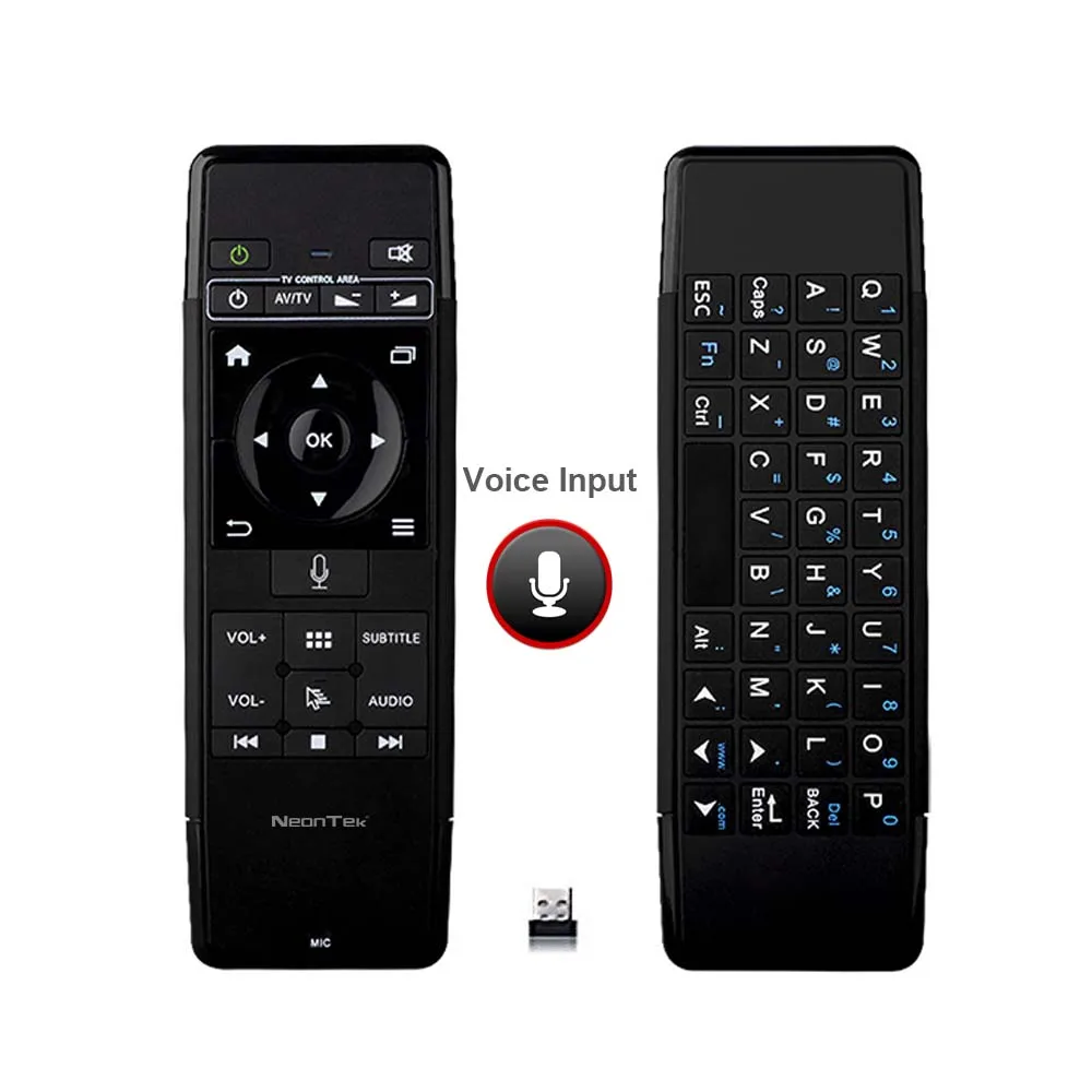 NeonTek 2.4Ghz Mini Wireless keyboard Air Mouse Voice Remote With Mic & Infrared Learning ideal