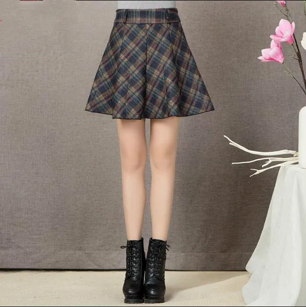 

2019 autumn and winter Fashion casual sexy woolen plus size thick plaid female women girls mini clothes skirts