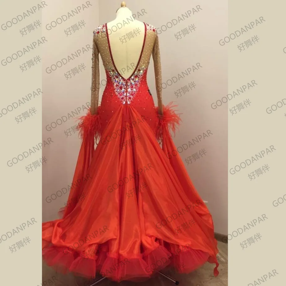 ballroom dance competition standard dress women, lycra standard ballroom dress Mesh Long Sleeve dresses for dancing
