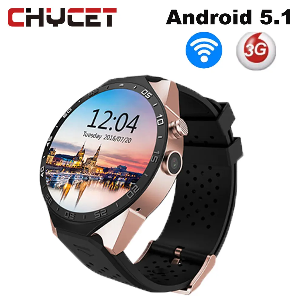 

Chycet KW88 Smart Watch Android 5.1 OS 1.39" IPS OLED Screen 512MB+4GB Support SIM GPS WiFi 3G Smartwatch For Android IOS watch