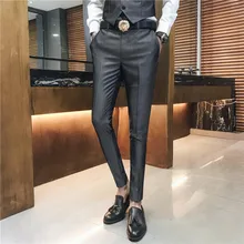 Костюмные брюки мужские высококачественные мужские брюки тонкие подходящие Мужские штаны 28-35 размер осень