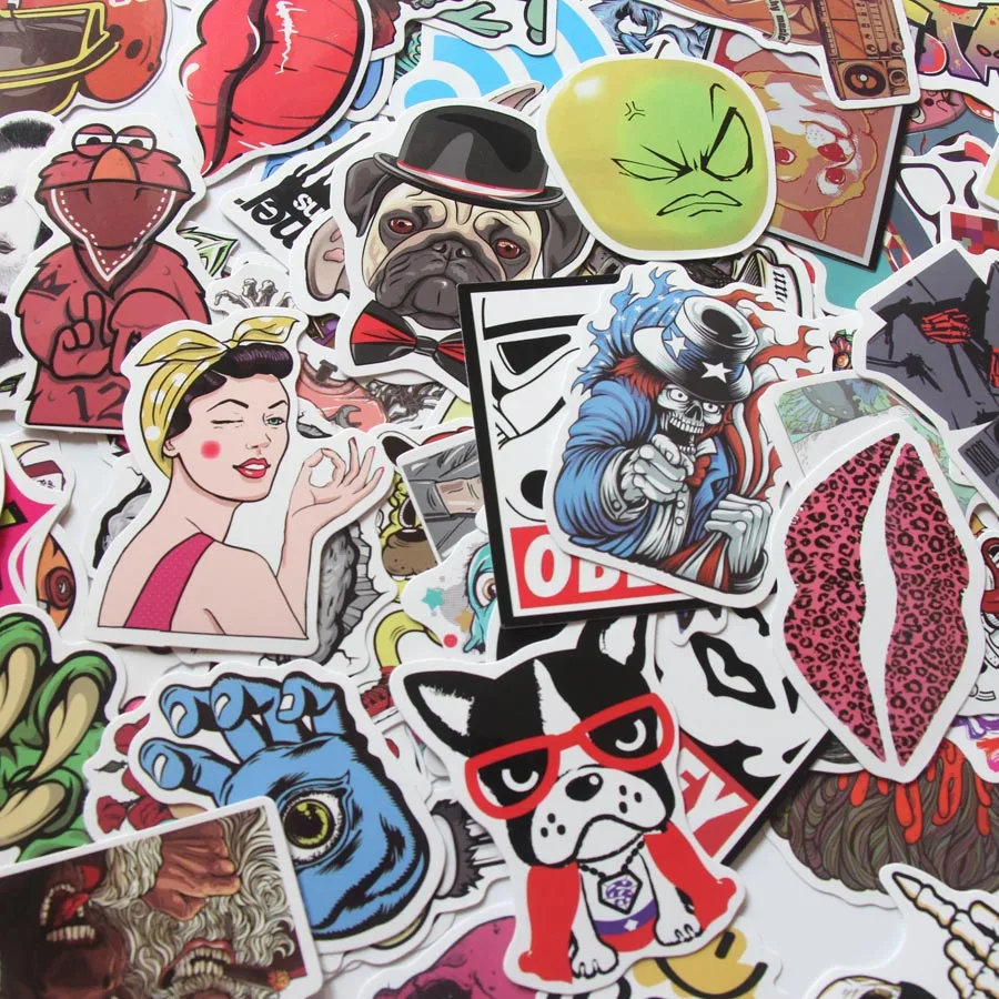 2018 Funny 100Pcs DIY Graffiti Stickers Multiple Color Skateboard