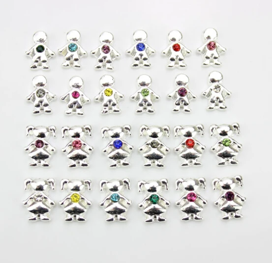 48pcs/lot New Fashion Cute Mix 12 color Birthstone Little Boy and Girl