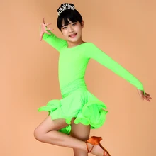 Платье для латинских танцев для девочек; бальное платье с длинными рукавами; черное платье для танго; детское платье для танцев сальсы; es Robe; танцевальная одежда для соревнований