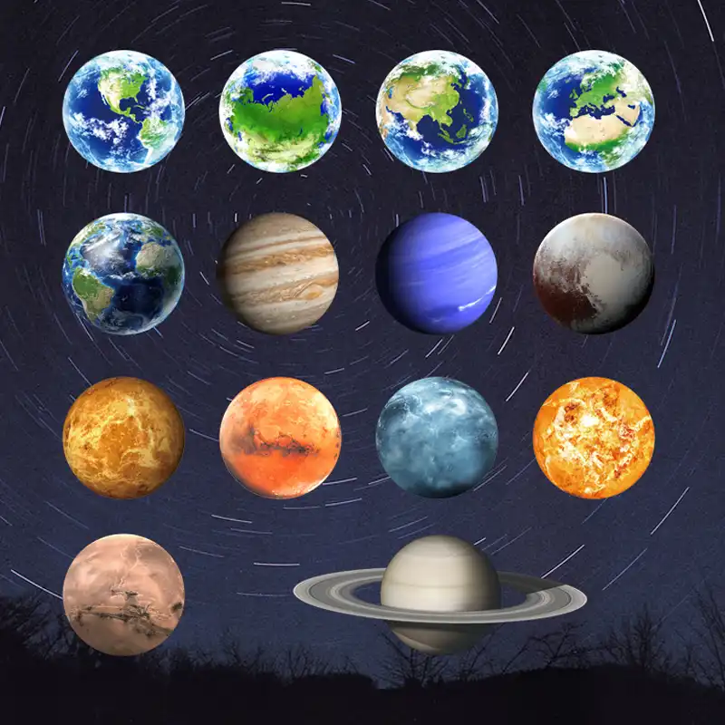 1pcs Sun Jupiter Saturn Neptune Uranus Earth Venus Mars Mercury Glowing Planets Wall Stickers Solar System Decals For Kids Room
