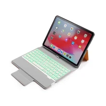 Для iPad Pro 11 тонкий смарт 7 цветов подсветка беспроводной Bluetooth русский/Испанский Клавиатура Чехол встроенный карандаш держатель