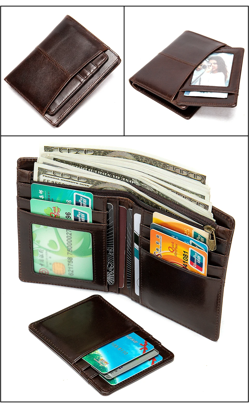 Small Women's Wallet Male Wallets for Credit Card Leather Genuine Purse for Men Card Holder Short Clutch Money Bags 10