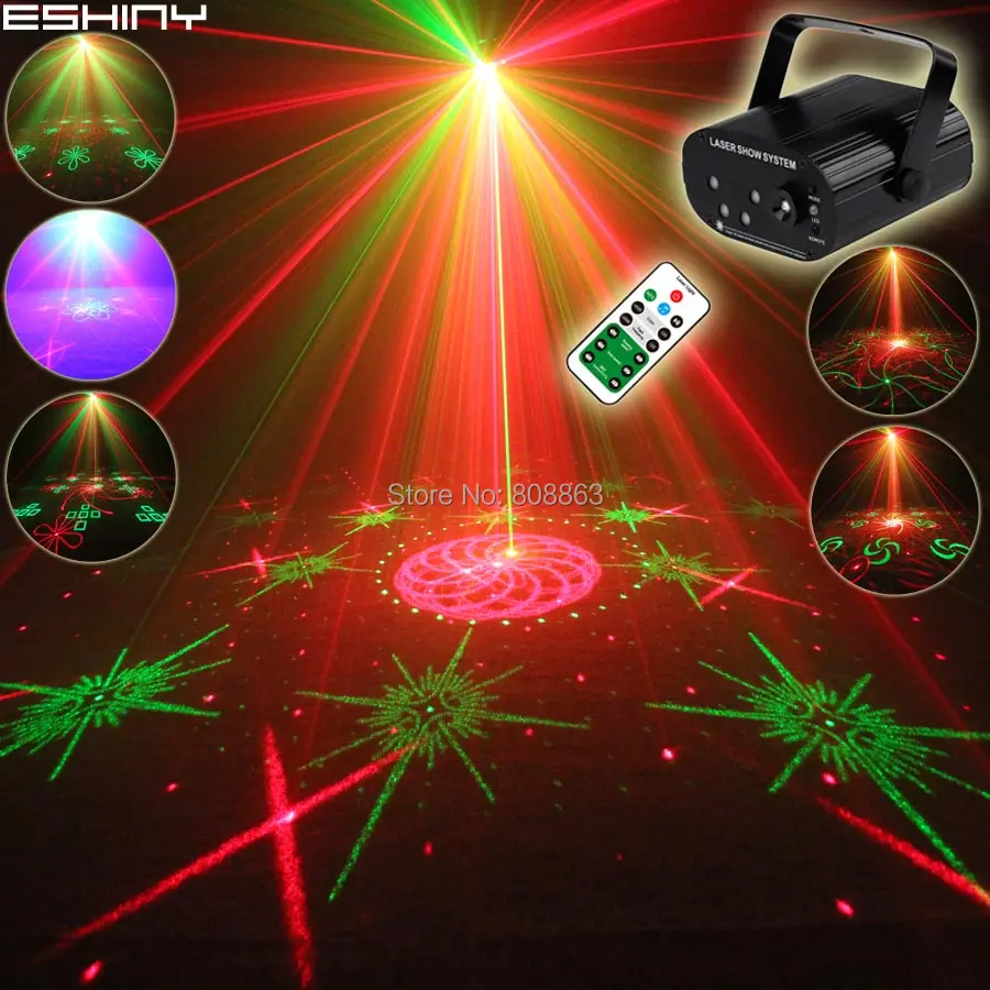 ESHINY البسيطة مزدوجة R & G 5 لين الليزر 128 أنماط العارض الأزرق Led المنزل حزب بار DJ ديسكو عيد الميلاد الرقص المرحلة تأثير ضوء N60T154