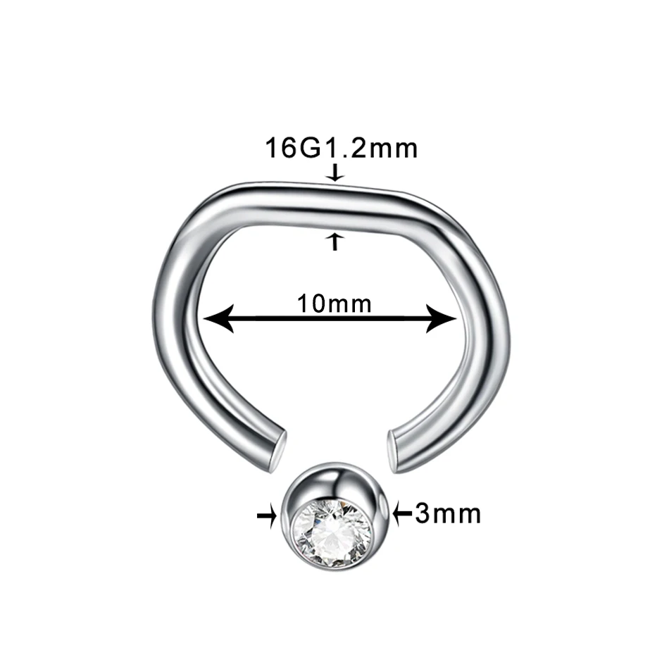 1 шт. титановое Кристальное кольцо из бисера, Опаловый Шар для сосков, губ, бровей, пирсинга носа, Ушная перегородка, спираль, пирсинг, ювелирные изделия для тела