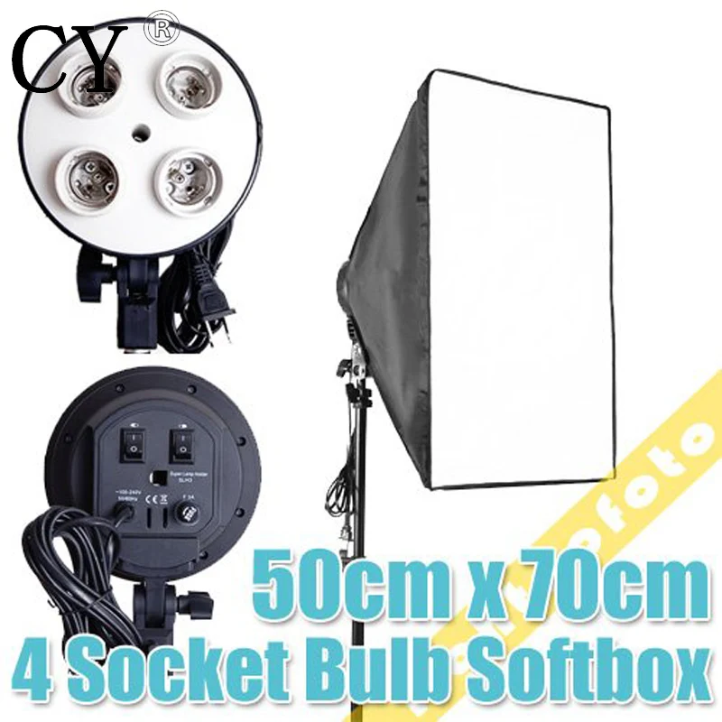 

Photo Video Studio light 4 Socket Lamp with 20"x28"/50cm x 70cm Softbox for Digital Photo photography soft box lightbox pscsb4