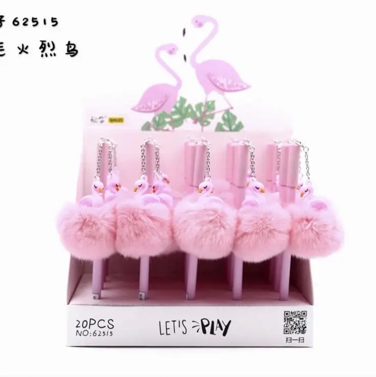 Colgante de la bola de la felpa Tinta negra Flamingo plumas de gel Ballpiont