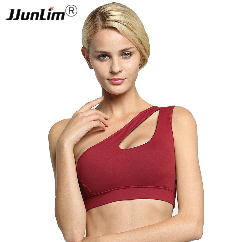 JJunLiM Sports Bra Running Top Single Shoulder Strap Removable Padded