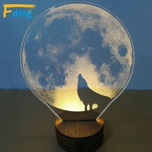 СВЕТОДИОДНЫЙ 3D мерный ночник, луна, олень, волк, планета, 3D окружающие огни, сенсорная настольная лампа для детей, декор в спальню, Luminaria XS, подарки