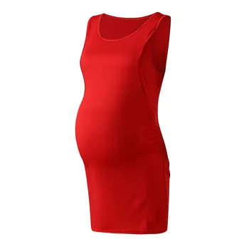 

Womens Maternity Gown 2019 Nursing Breastfeeding Dresses Round Neck Sleeveless Clothes Pregnancy Dress Summer Vestido Lactancia