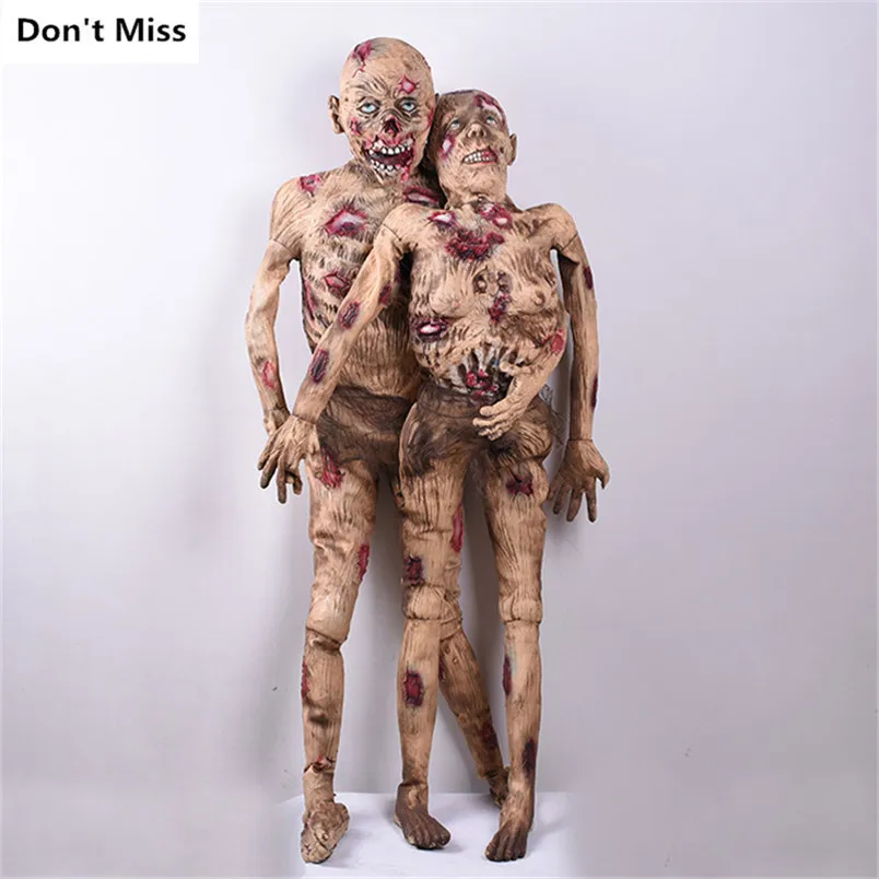 

Man and Woman Dry Corpse Halloween Died People Toys Horror Decoration Disgusting Zombie Big Size Standing Dolls for Halloween