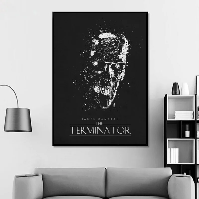 

The Terminator Classic Movie Poster Black & White Print Silk Fabric Home Decor Poster