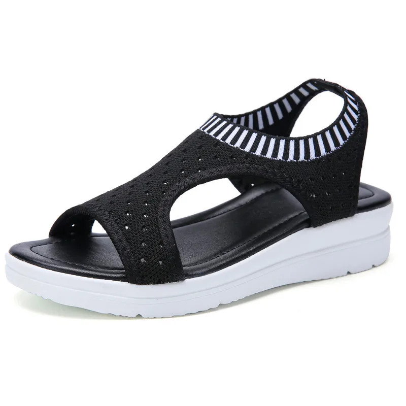 

2019 explosion models ladies sandals 9 color mesh shoes sleeve open toe wild fashion large size 35-45