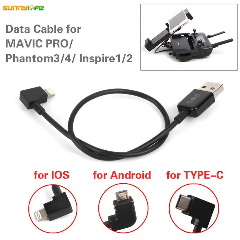 

1pc Data Cable Data USB Line for Iphone IOS Android TYPE-C Port for DJI MAVIC PRO/mavic 2 /AIR Phantom 4 3 Inspire 1/2 Drone