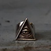 Bague de motard en acier inoxydable pour homme, anneau de couleur argent, motif tête de mort, style Punk, maçon, Illuminati, Triangle, bijoux ► Photo 2/5