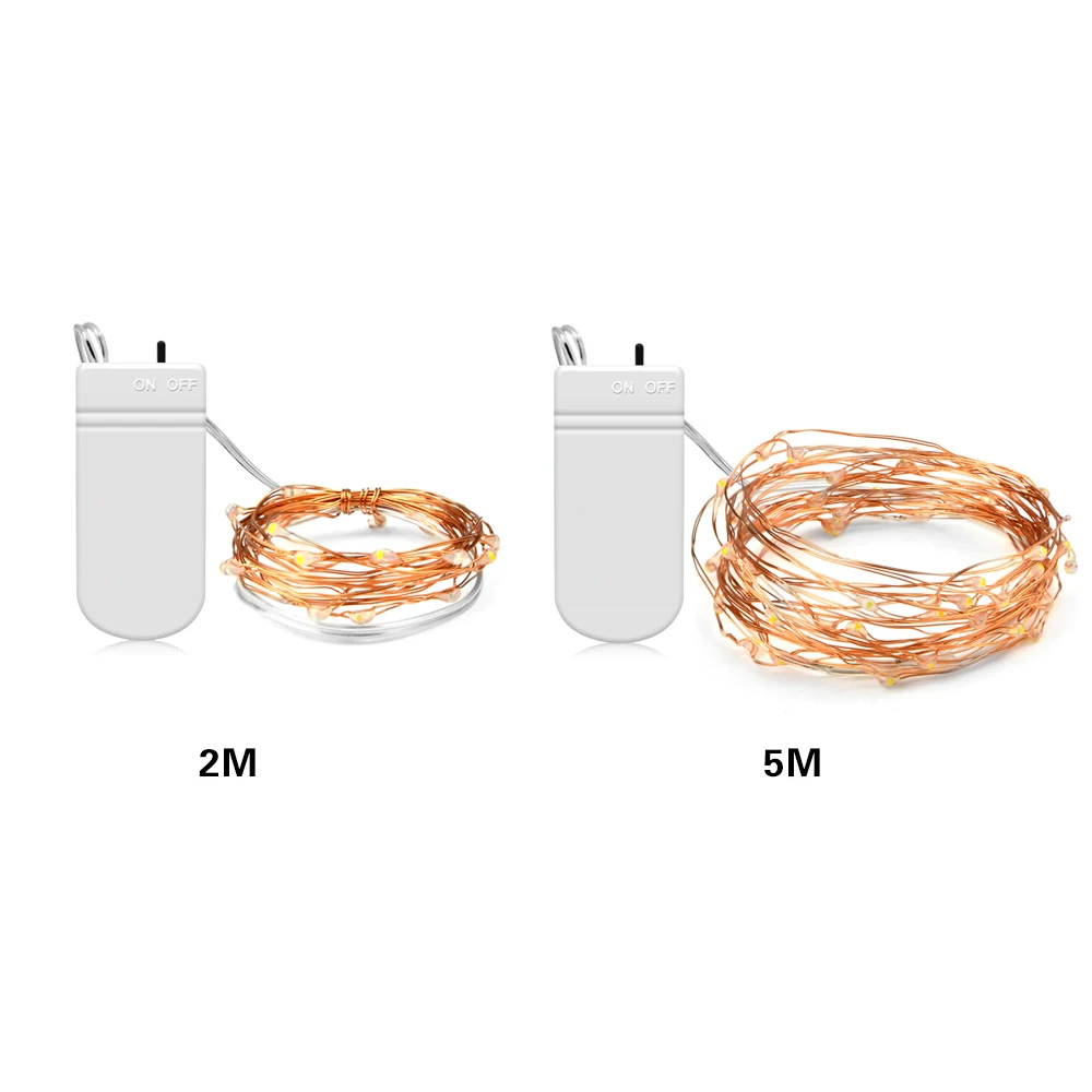 

LED 2M 5M Copper Wire String Lights bulb lamp Fairy Strip lights for outdoor wedding holiday decoration battery opperated