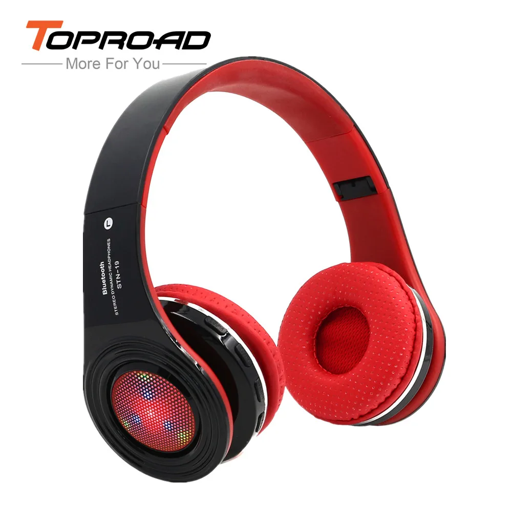 TOPROAD Bluetooth Headset Glowing Headphones with Mic Stereo Surround Headband fone de ouvido