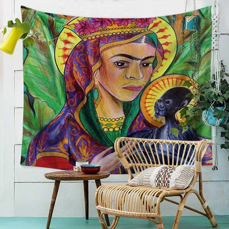 

Big Mandala Indian Tapestry Silent Woman Print Wall Hanging Bohemian Beach Towel Polyester Thin Blanket Yoga Shawl Mat Blanket