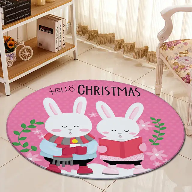 Cartoon Bears Rabbits Carpet Chair Mat Flannel Area rug Baby Crawling