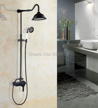 

Rain Shower Faucet Set Black Oil Rubbed Bronze Bathroom Wall Mounted Single Handle Dual Control Mixer Tap Whg657